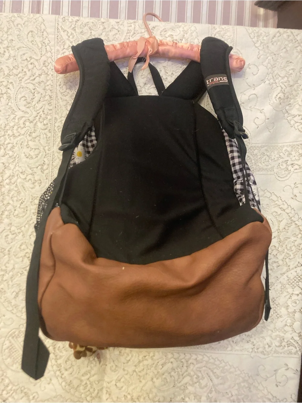 TRANS by JANSPORT Checkerboard With Daisies Charm Loaded Backpack
